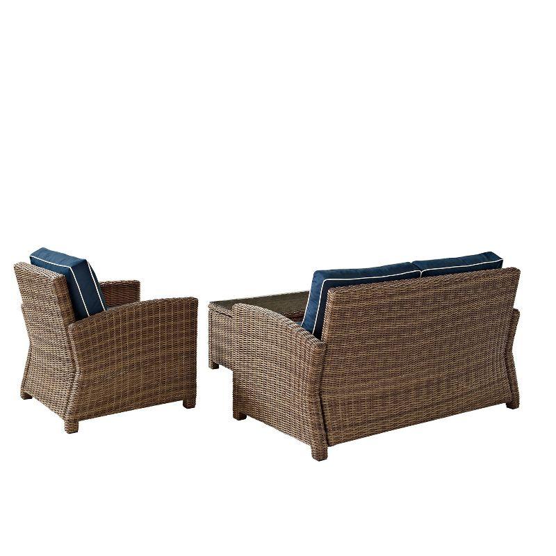 Bradenton 3-Piece Navy Wicker Outdoor Conversation Set