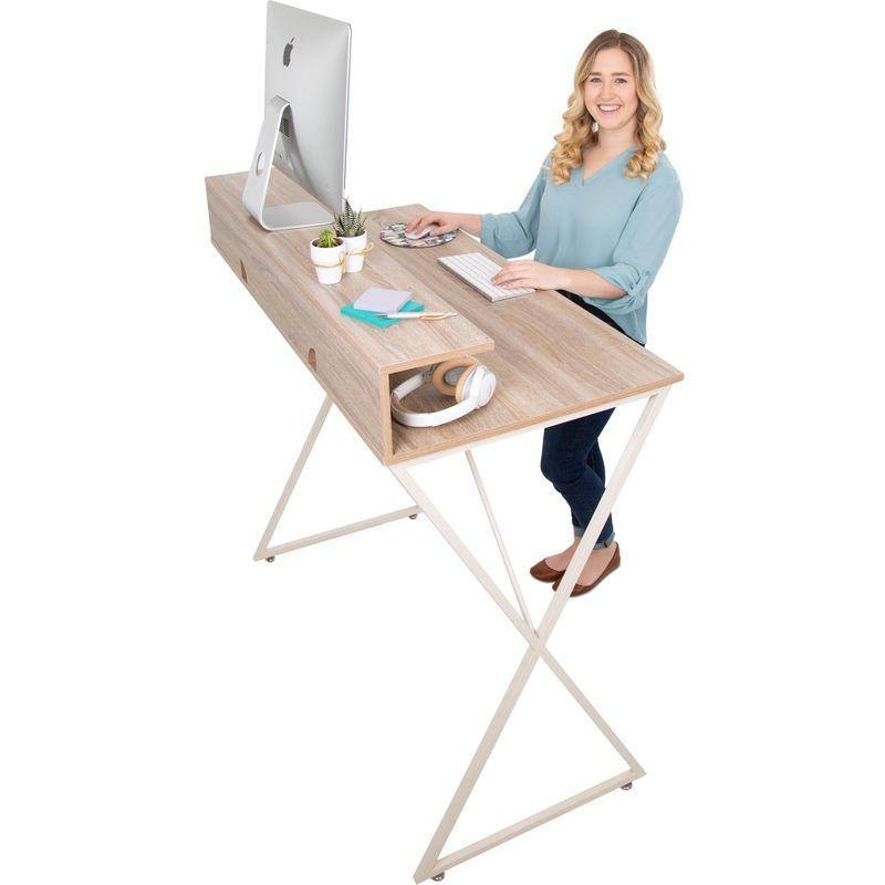 Stand Steady Solid Wood Top Metal Base Standing Desk