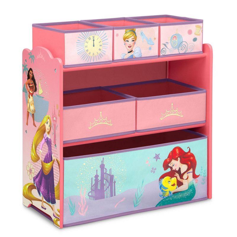 Disney Princess Pink Wooden 6-Bin Toy Organizer