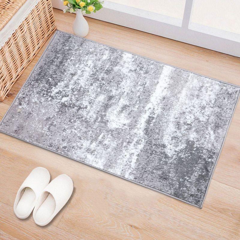 Gray Abstract Washable Synthetic Area Rug 2' x 3'