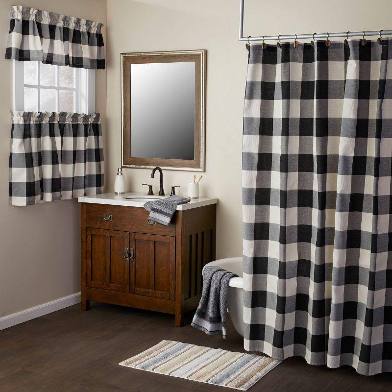 Grandin Shower Curtain Black/Natural - SKL Home: Check Pattern, Polyester & Cotton Blend, Machine Washable