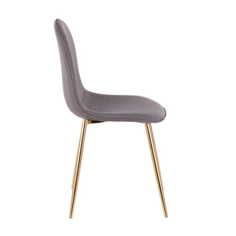 Set of 2 Pebble Contemporary Dining Chairs Gold/Charcoal: Upholstered, Metal Legs - LumiSource