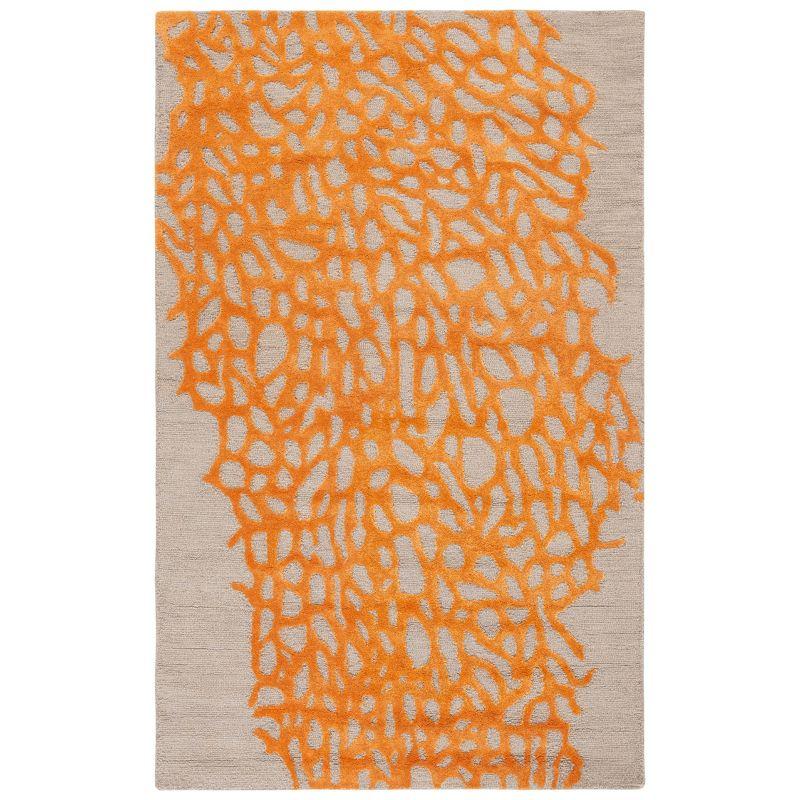 Blossom BLM695 Hand Hooked Indoor Area Rug - Grey/Orange - 5'x8' - Safavieh