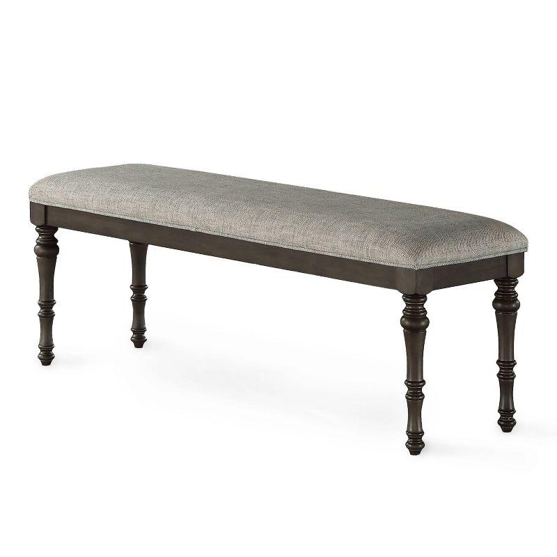 Transitional Linnett 54" Upholstered Bench in Gray Linen