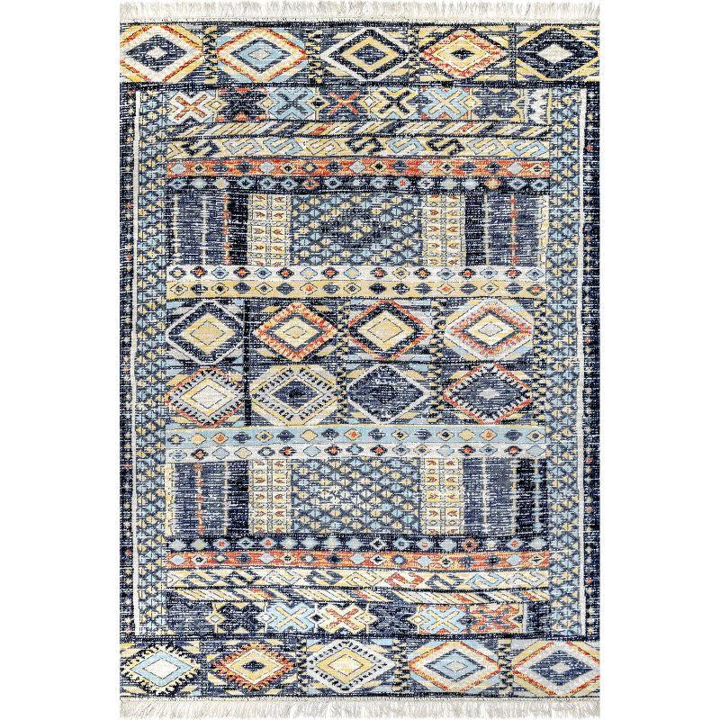 Reversible Taliyah Bohemian Fringe 6'7" x 9' Multicolor Cowhide Area Rug