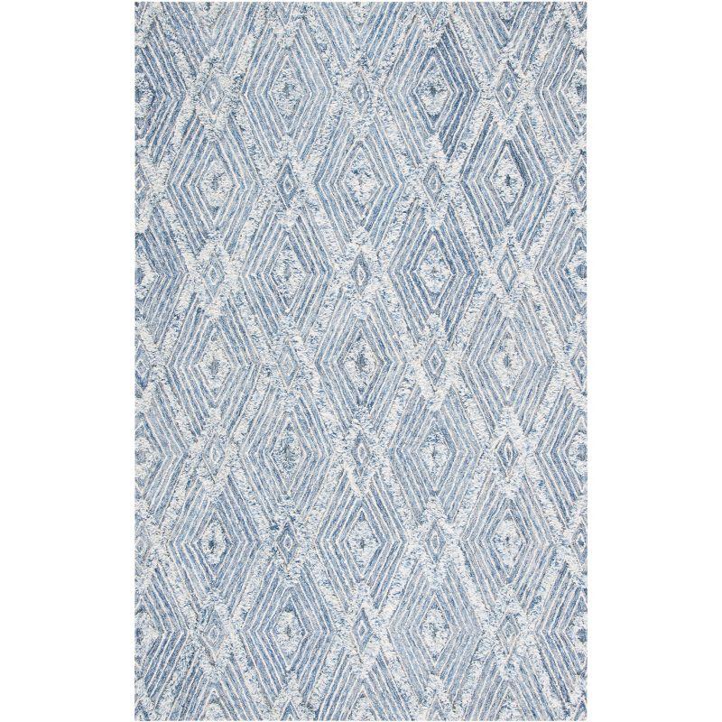 Handmade Luxe Blue Wool 4'x6' Tufted Non-Slip Area Rug