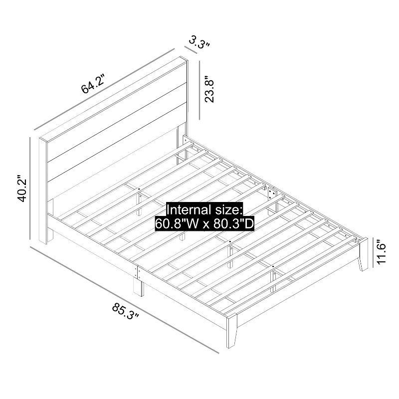 Galano Layton Wood Frame Queen Platform Bed with Headboard in Knotty Oak, Dusty Gray Oak, White, Black, Oslo Oak, Concrete Gray