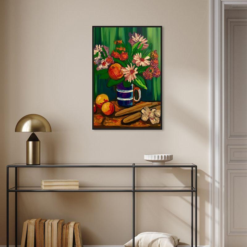 Art Remedy Floral Vase and Fruits