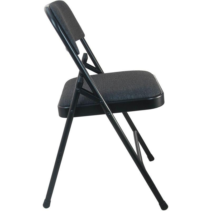 Black Metal and Fabric Armless Folding Chair Set