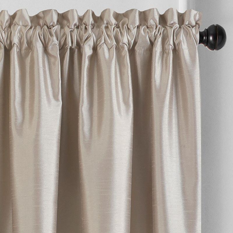 Taupe Faux Silk Blackout Puddle Length Curtain Pair