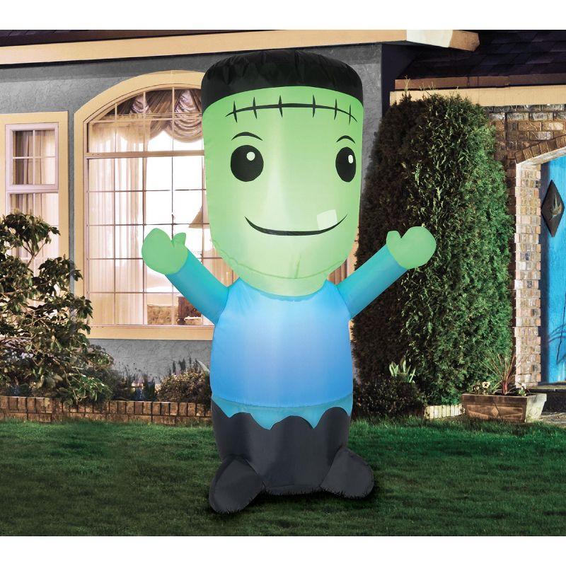 5' Green and Blue Inflatable Monster Halloween Decor