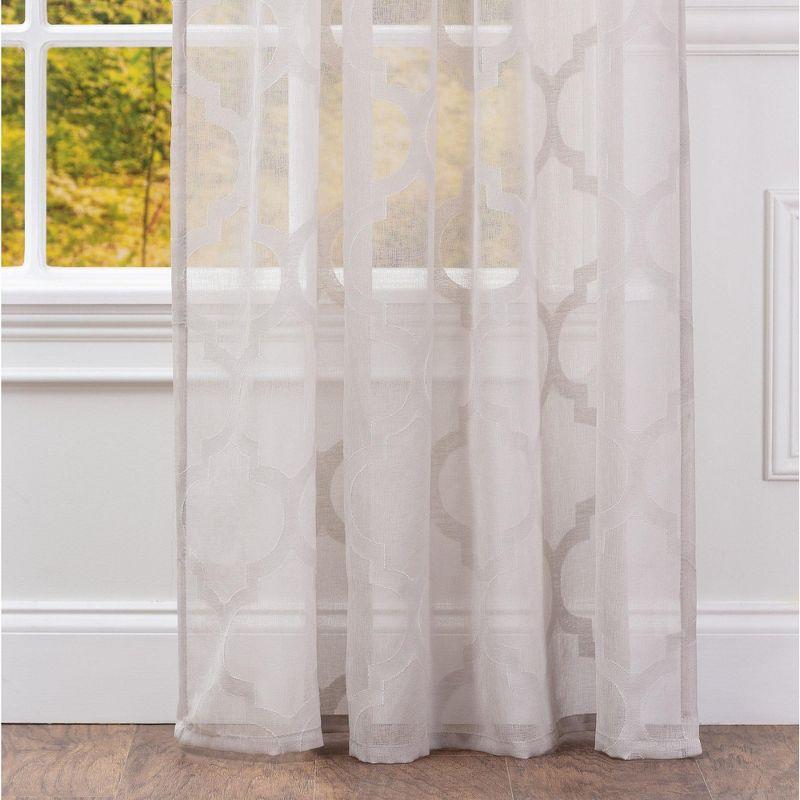 Chanasya 2pk Quatrefoil Voile Sheer Window Curtain Panels - Set of 2 - 52 x 96 Inches Long - Taupe