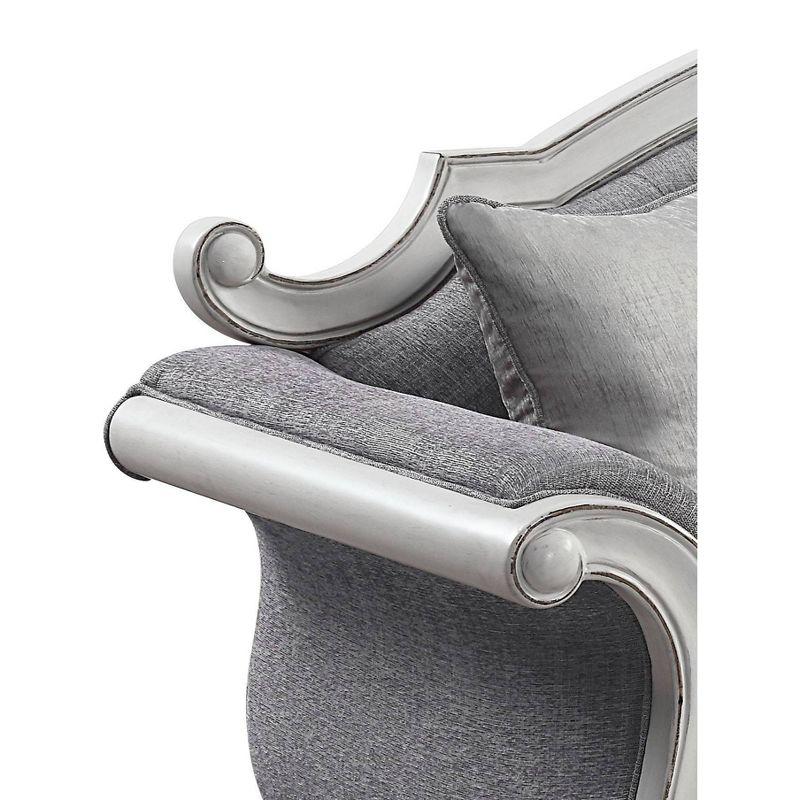 Florian 71'' Gray Fabric and Antique White Tufted Loveseat