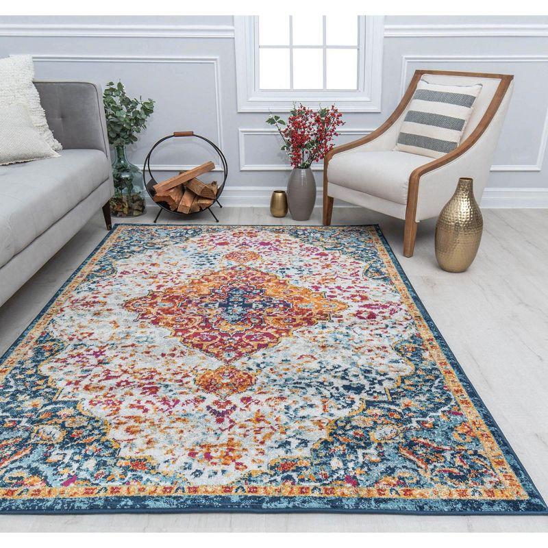 Vivid Beauty Vintage Blue Rectangular Reversible Area Rug 6' x 9'