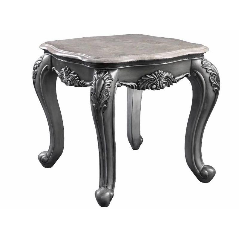 Ariadne Classic Marble Top Platinum Finish Wooden Coffee Table