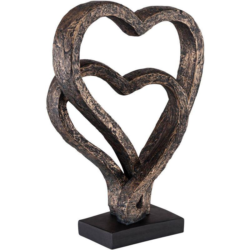 Kensington Hill Interlocking Hearts 11 3/4" High Bronze Finish Sculpture