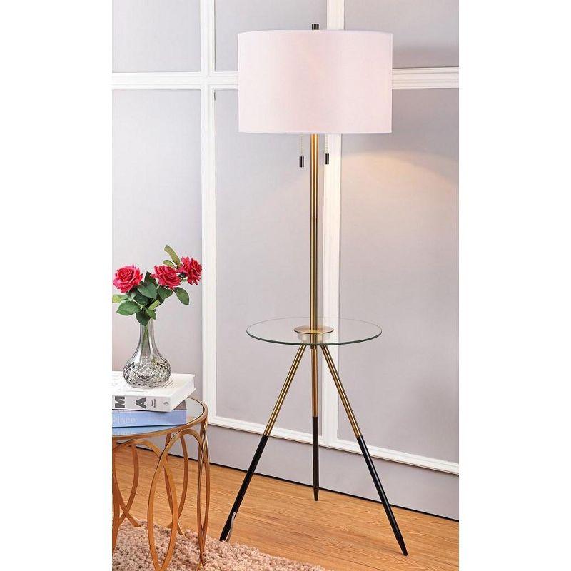 Contemporary Black and Gold Tripod Floor Lamp Side Table