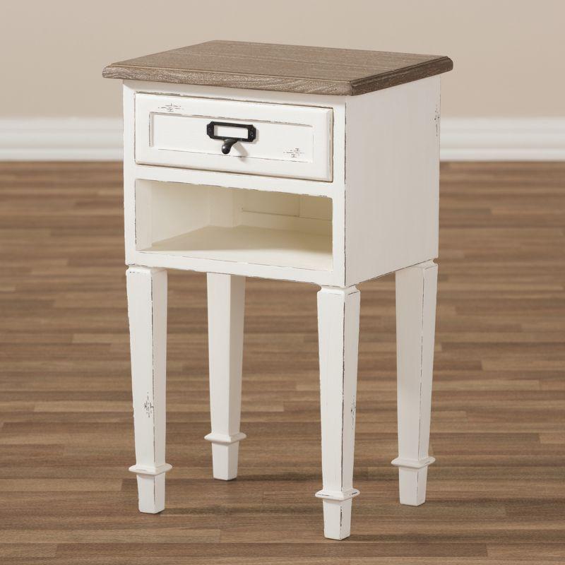 Dauphine Provincial Oak Nightstand with Storage Shelf - Baxton Studio: Mindi-Wood Top, Metal Handle