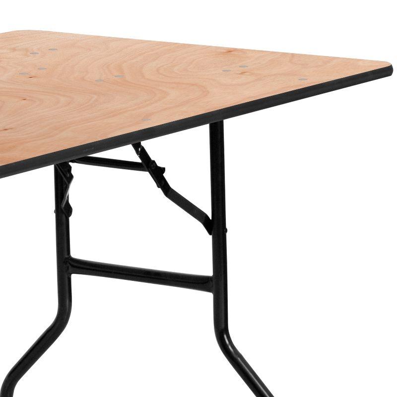 Emma and Oliver 5-Foot Rectangular Wood Folding Banquet Table with Clear Coated Finished Top