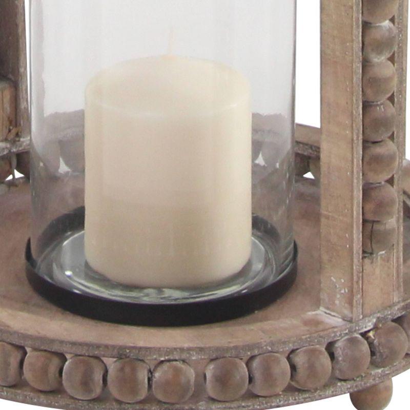 29" x 13" Rustic Glass Cage Style Wood Candle Holder Brown - Olivia & May