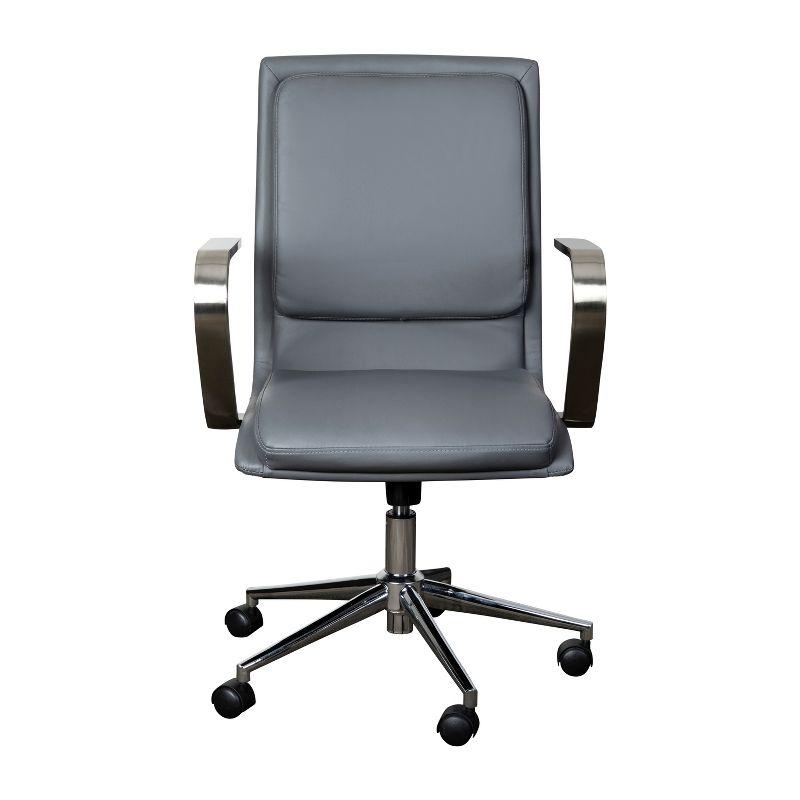 Flash Furniture James Mid-Back Designer Executive Upholstered Office Chair with Brushed Metal Base and Arms