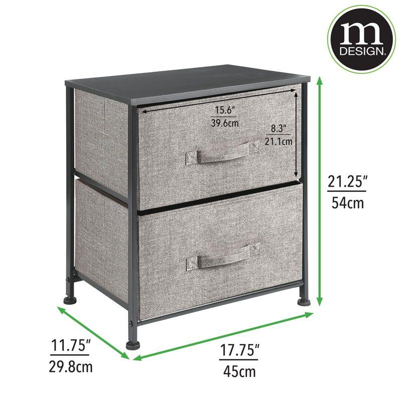 mDesign Night Stand End Table Storage Tower with 2 Drawers - Black/Graphite Gray