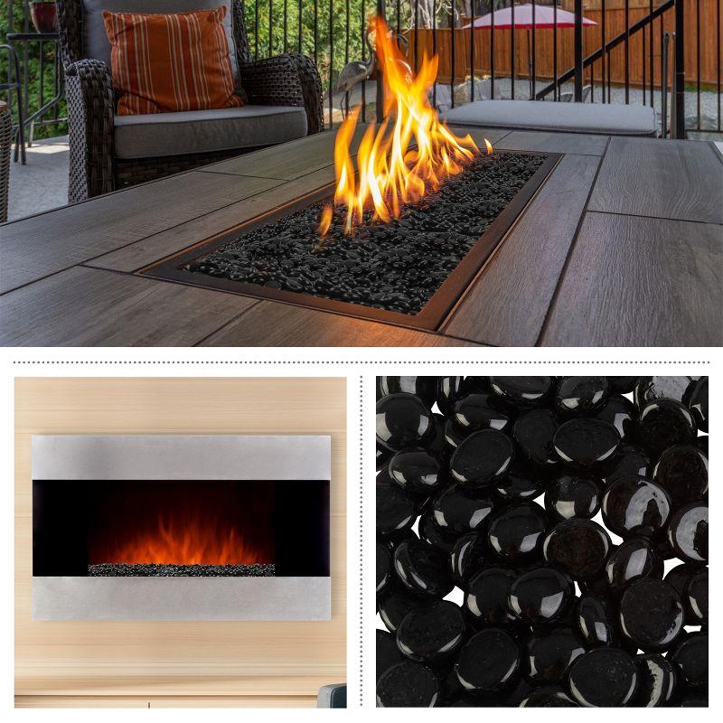 Pure Garden 10lbs Fire Pit Glass Rocks - 3/4-Inch Glass Marbles for Fireplaces, Landscape, Aquariums, or Vases