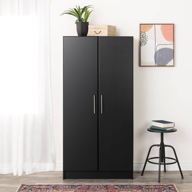 Sleek Black Living Room Cabinet with Adjustable Shelving