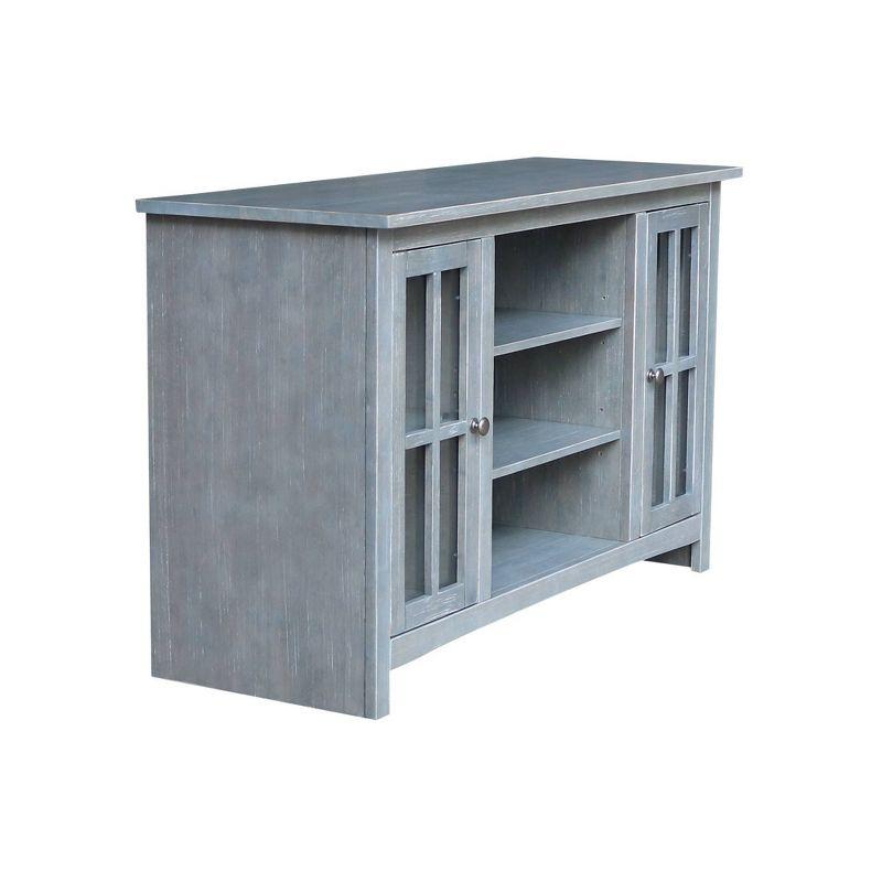 Heather Grey-Antique Solid Wood TV Stand with Cabinet Storage