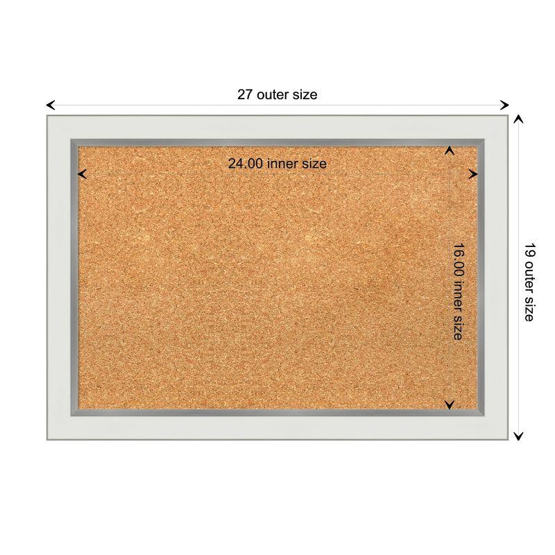 Eva White Silver Narrow Framed Natural Cork Bulletin Board