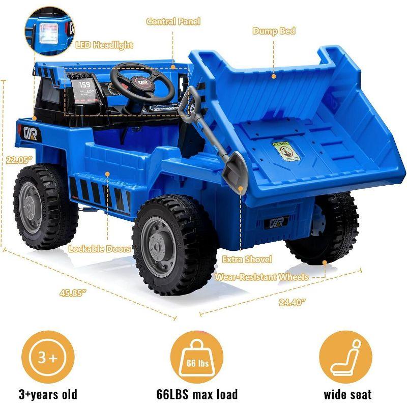 Blue 12V Kids Ride On Dump Truck with Remote Control