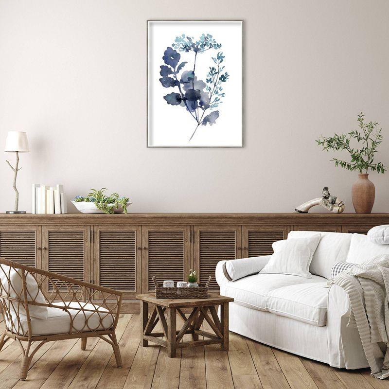 31" x 41" Botanical Lace Leaf Indigo by Sara Berrenson Wood Framed Wall Art Print - Amanti Art: Modern Style, Hardwood Frame, Acrylic Finish