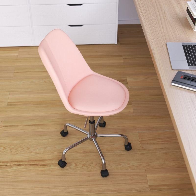 Merrick Lane Swivel Office Chair with Height Adjustable Swivel Seat in Stylish Pink Fabric Upholstery
