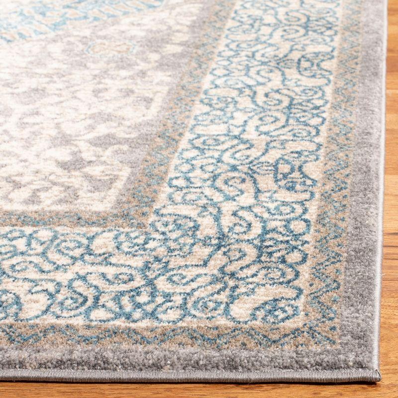 Sofia Contemporary Classic Light Grey & Blue 2' x 3' Synthetic Area Rug