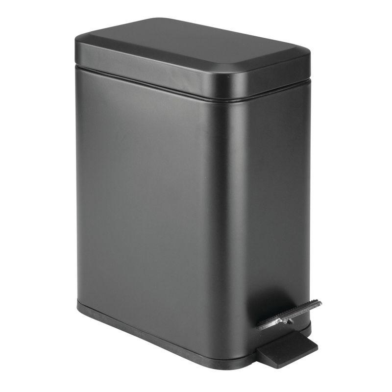 Black Stainless Steel Rectangular Pedal Kitchen Wastebasket