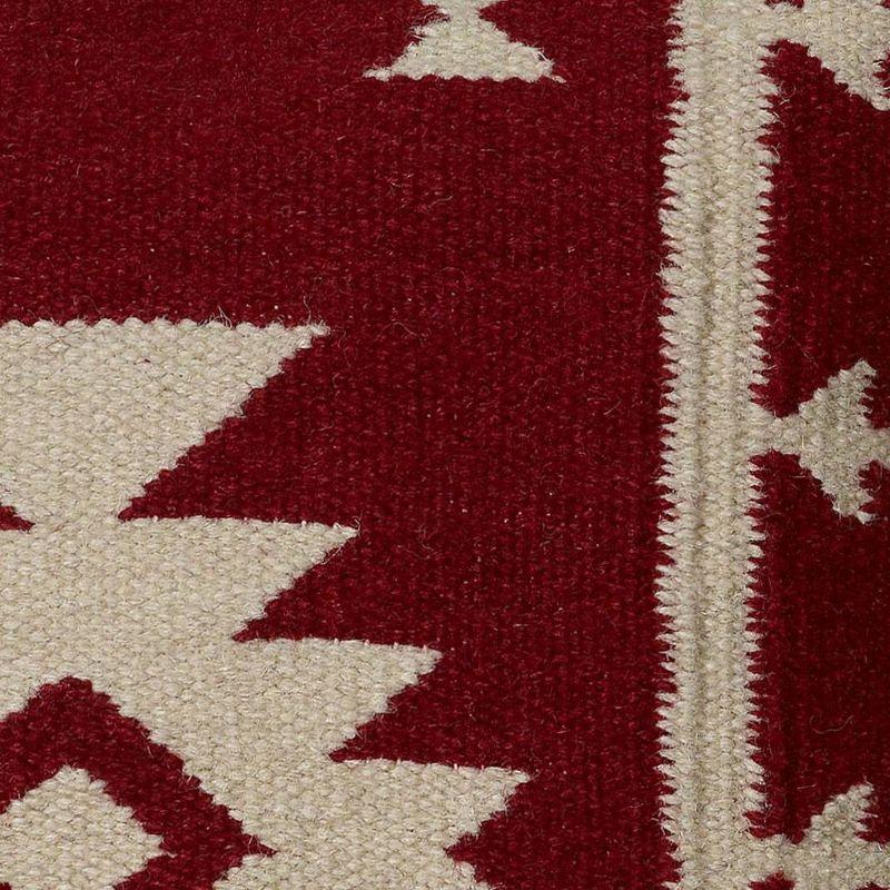 18" Maroon and Ivory Southwestern Wool Throw Pillow