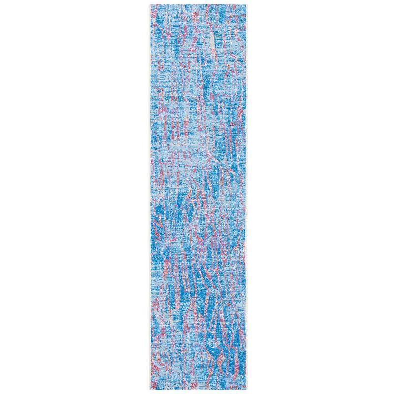 Coastal Breeze Blue and Red Synthetic 2'x8' Runner Rug