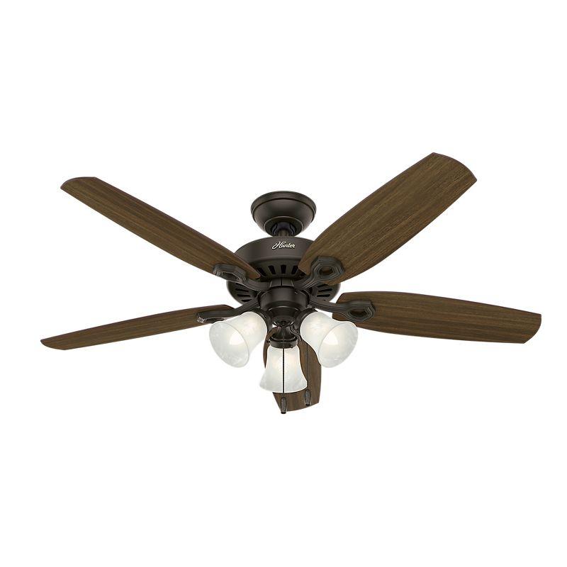 52" Builder Plus 5 - Blade Standard Ceiling Fan with Pull Chain and Light Kit Included