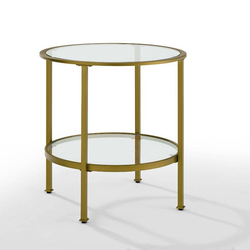 Aimee 24" Round Gold Metal and Glass End Table