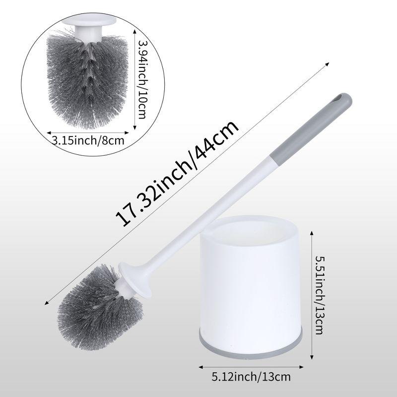 REGALWOVEN Soft Bristle Round Head Toilet Brush and Holder Set White 3 Pcs