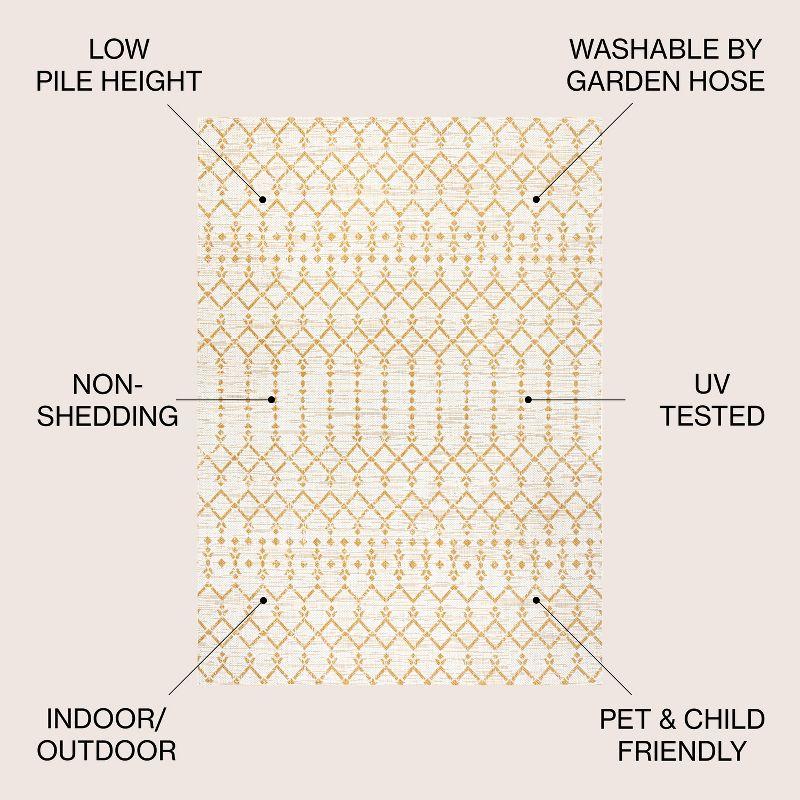 4' x 6' Ourika Moroccan Geometric Textured Weave Indoor/Outdoor Area Rug, Cream/Yellow - JONATHAN Y