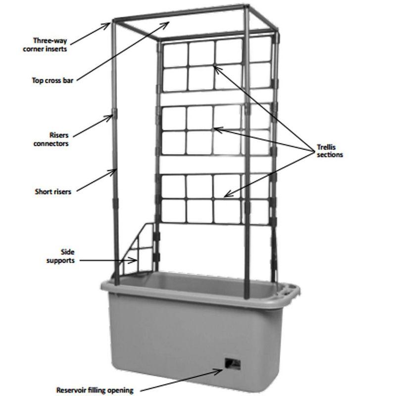 Self-Watering Green and Orange Plastic Trellis Planter Box