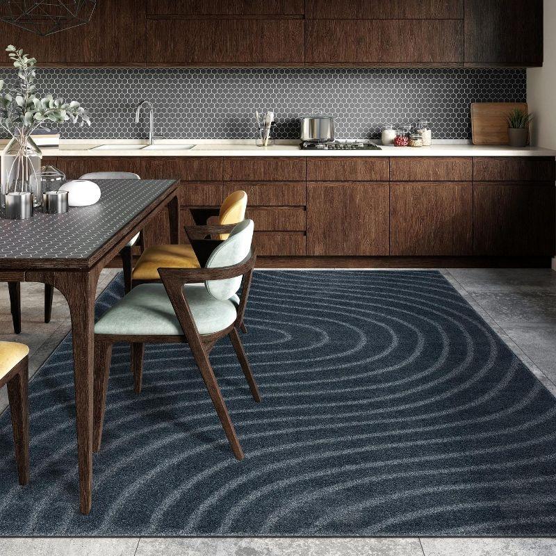 Luxe Weavers Modern Geometric Wave Blue 9x12 Area Rug