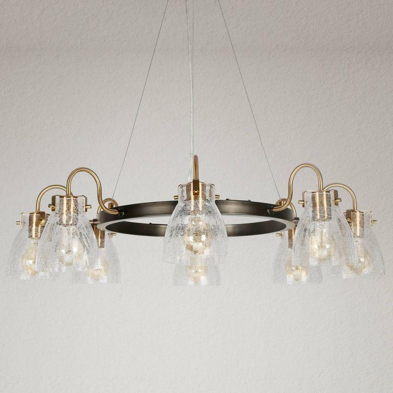 LNC Aidtyrtm 8-Light Matte Black and Polished Gold and Crackled Glass LED Dry Rated Chandelier: UL Listed, Adjustable Height, E26