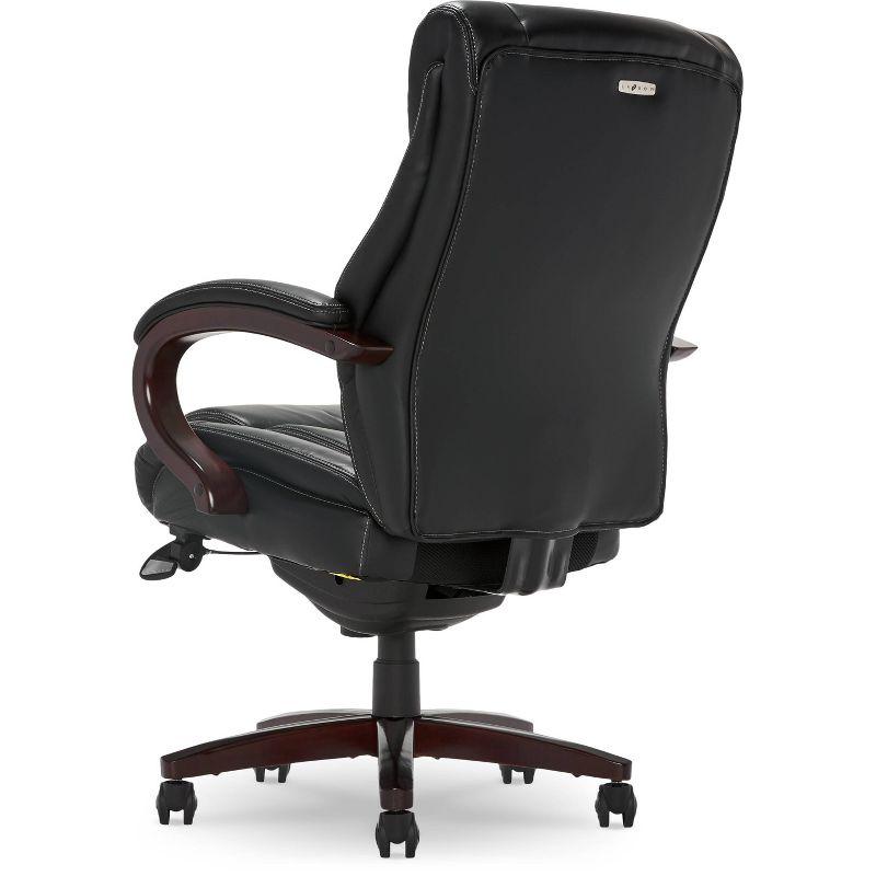 La-Z-Boy La-Z-Boy Bellamy Executive Office Chair with Memory Foam Cushions, Real Wood Arms and Swivel Base, Waterfall Seat Edge, Faux Bonded Leather
