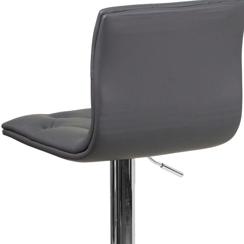 Flash Furniture Contemporary Button Tufted Gray Vinyl Adjustable Height Barstool with Chrome Base