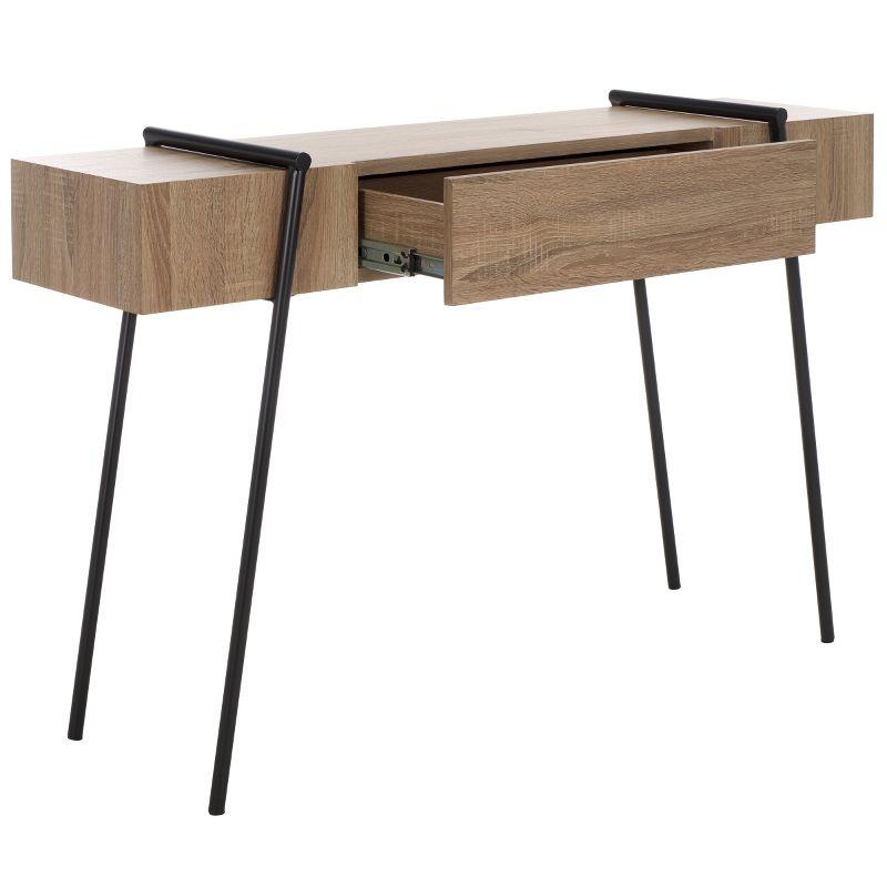 Light Grey Oak and Black Metal Console Table