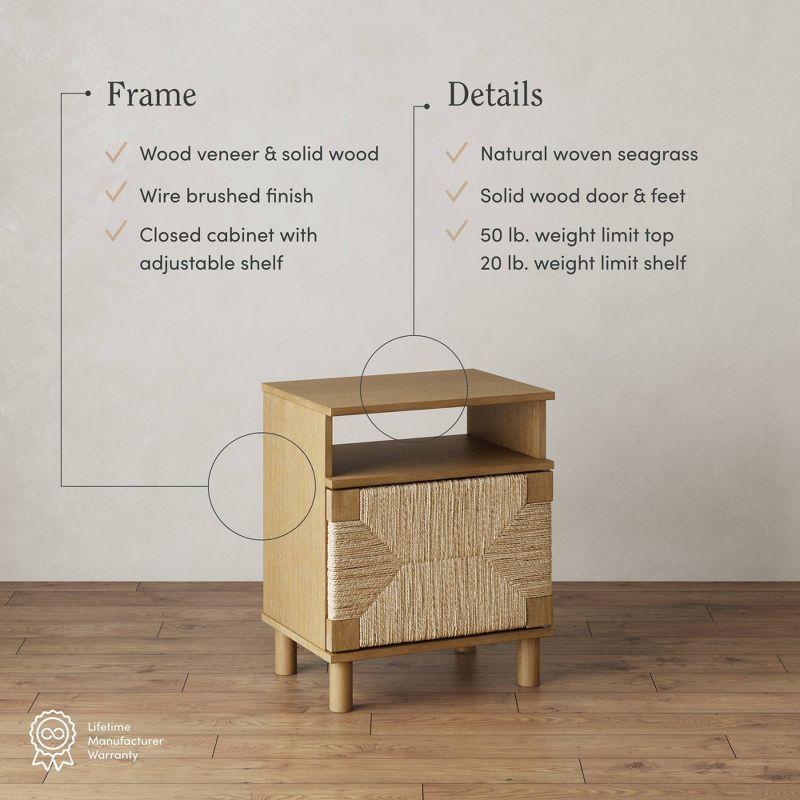 Beacon Light Brown Wood and Seagrass Nightstand