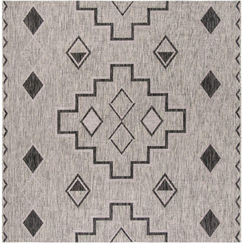 Courtyard CY8533 Power Loomed Indoor/Outdoor Area Rug - Grey/Black - 4'x4' - Safavieh.