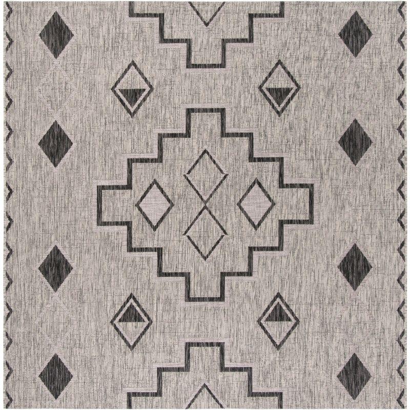 47" Gray Square Stain-Resistant Synthetic Area Rug